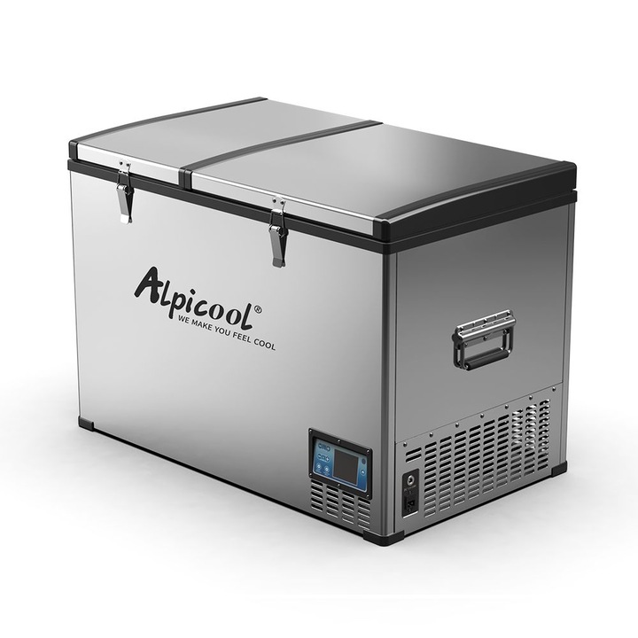 Frigider auto cu compresor Alpicool BCD125 (125 litri). Cu doua camere. Pana la -20 grade C. (12, 24, 220 V)