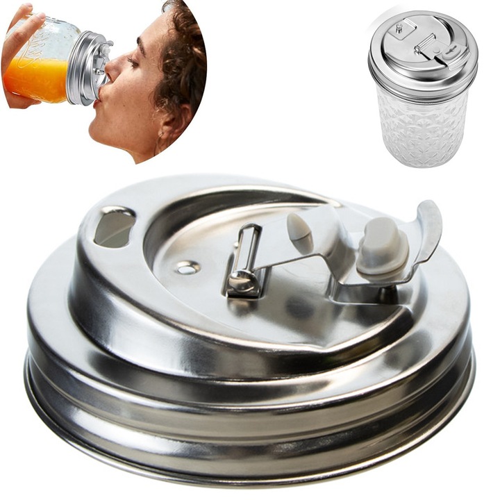 Momcbebe befőttesüveg fedél, rozsdamentes acél, légmentes, 86mm, ezüst
