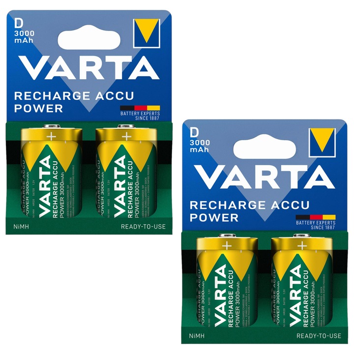 Acumulator NiMH Varta D 3000mAh 1.2V cilindric set 2 buc