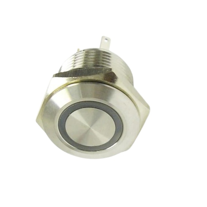 Antivandál pillanatnyi kapcsoló 16mm, piros LED, IP65