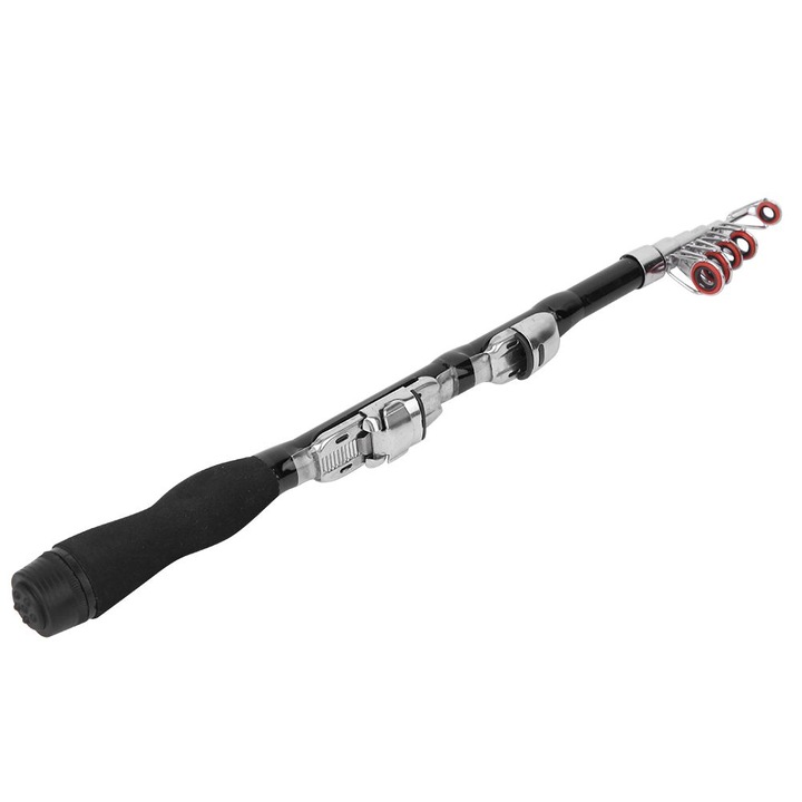 Lanseta pescuit 1.2m, fibra de sticla, mini, ergonomic, negru