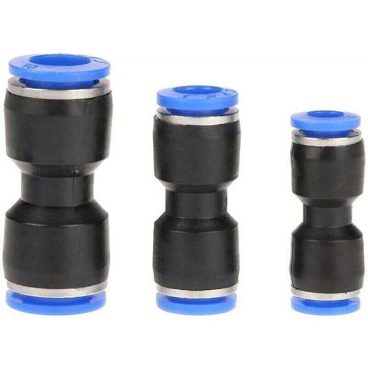 Set 30 conectori pneumatici drepti, 6mm 8mm 10mm, PU, presiune inalta