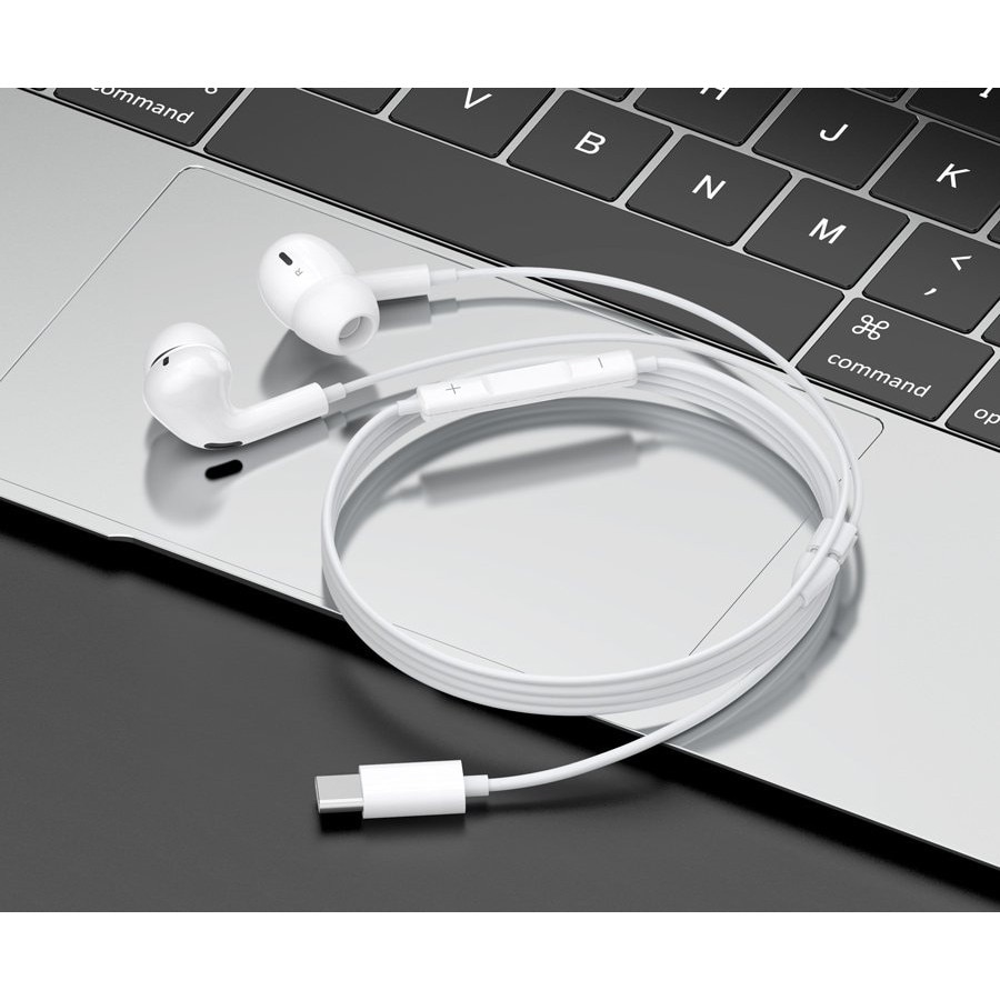 Casti cu fir Celebrat E300, microfon, USB-C, alb, 1.2m