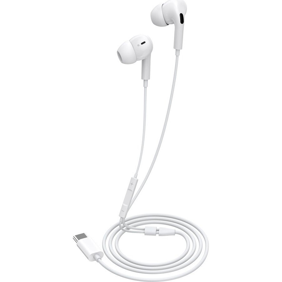 Casti cu fir Celebrat E300, microfon, USB-C, alb, 1.2m