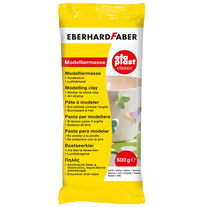 Глина за моделиране Eberhard Faber, 0.5 kg, бяла