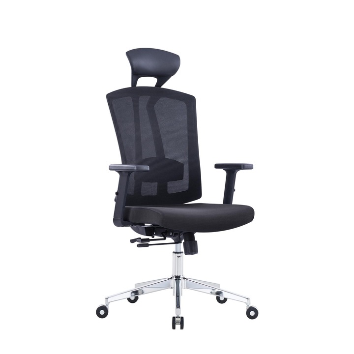 Ergonomikus irodai szék RFG REAL FEEL GOOD Primo Lux Chrome HB, szövet és háló, fekete