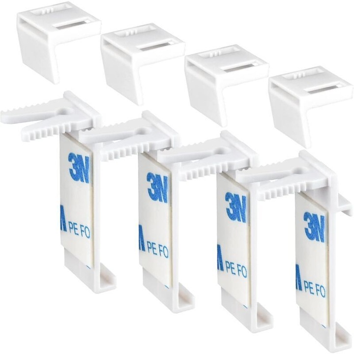 Set 4 cleme pentru jaluzele duble, plastic, alb, 1.6x2.2cm