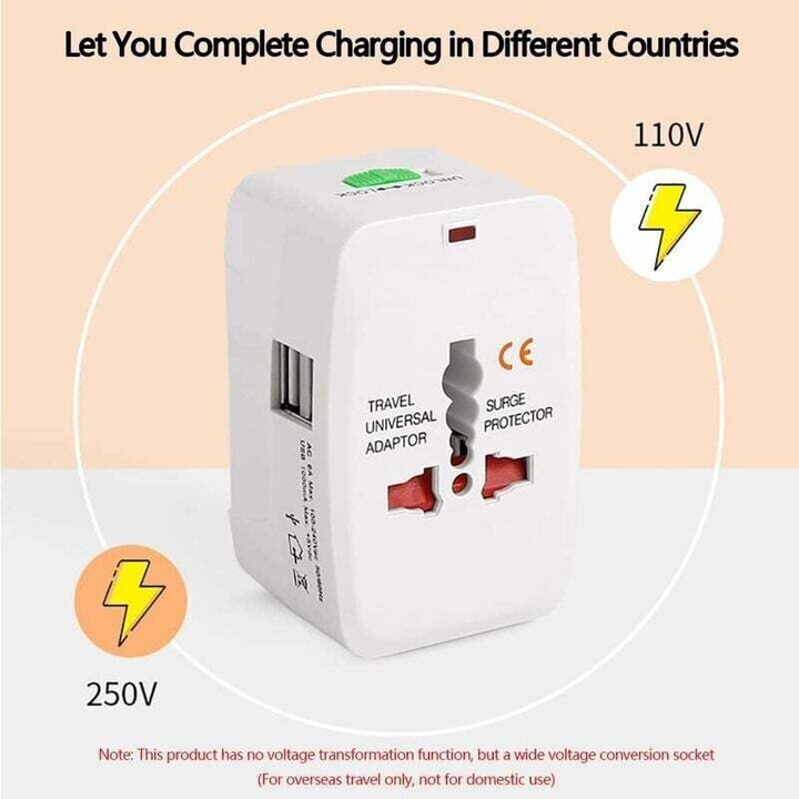 Adaptor universal de calatorie, multicolor, compact