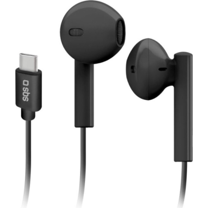 Casti cu fir SBS Studio Mix 65C negru 120cm microfon USB-C multifunctionale