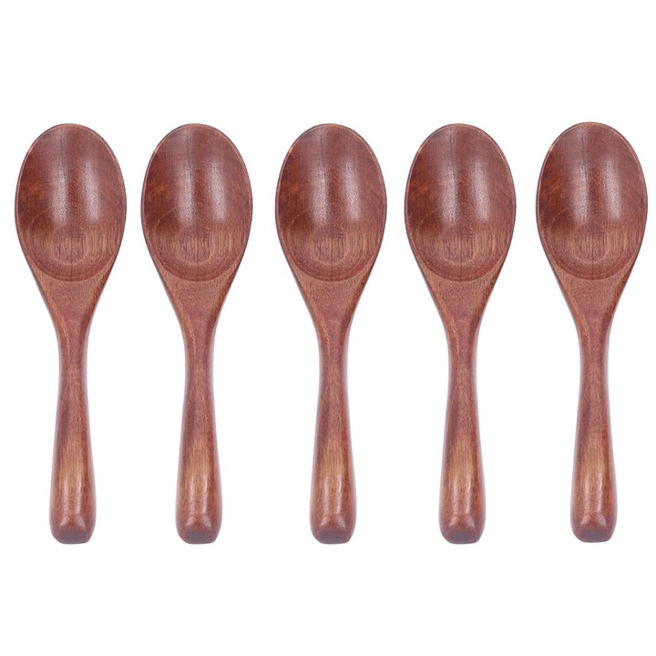 Set 5 linguri lemn Phoebe, 17.5x3.8cm, natural