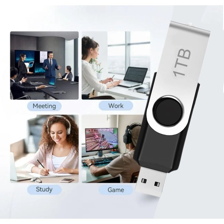 Memorie USB 1TB rotativa argintiu negru 5.6x2x1cm