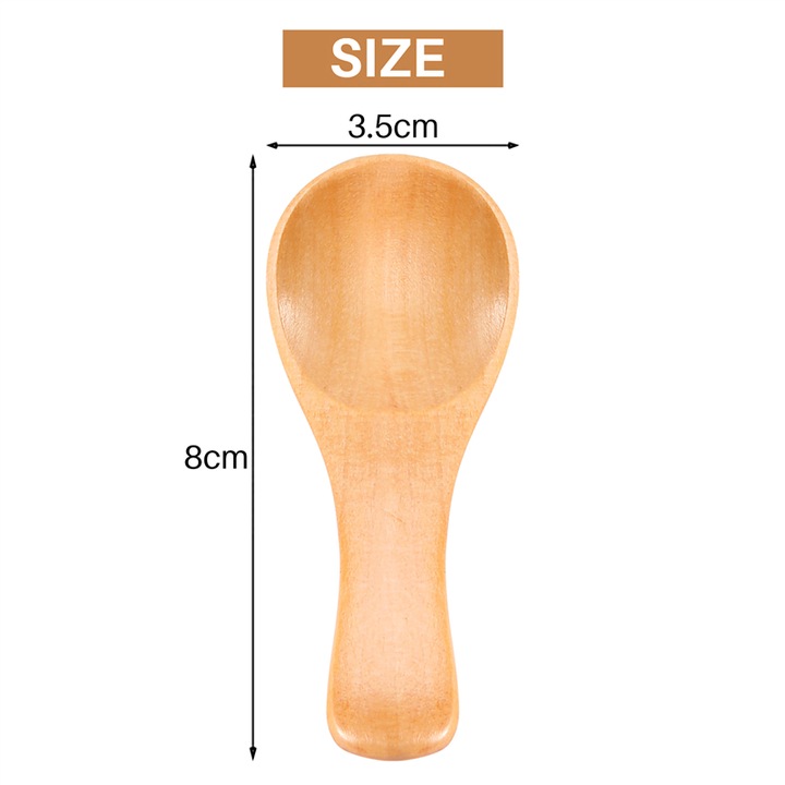 Set 20 lingurite mici din lemn natural, 8x3.5cm, maro