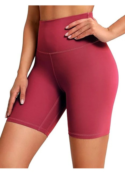 Colanti scurti dama sport BAYDI, talie inalta, elastici, compresie usoara, pentru fitness, yoga, sala, lungime 15, negru, Rosu