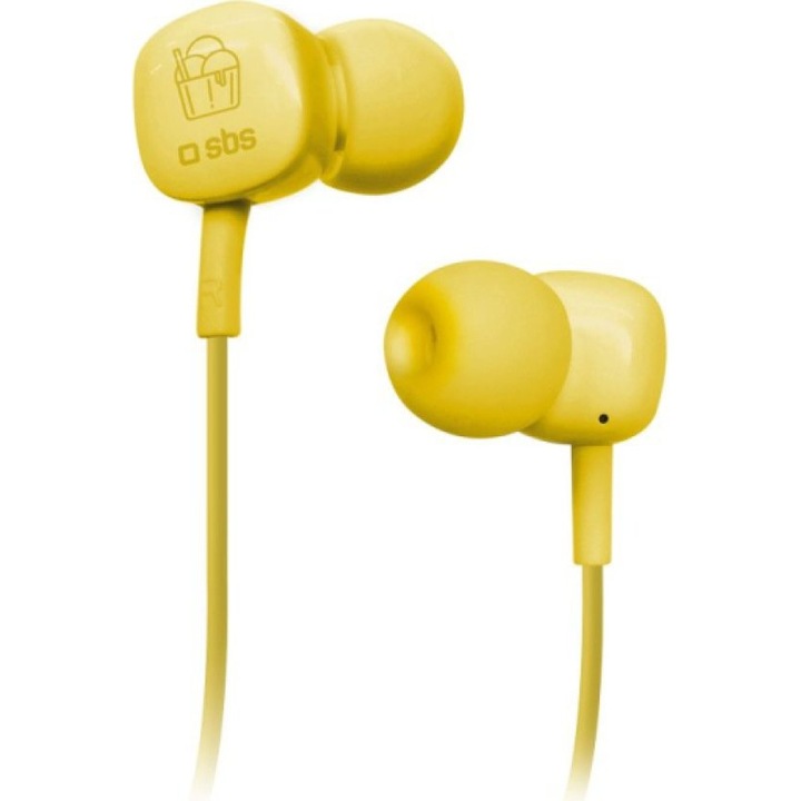 Casti cu fir SBS Ice Cream galben 3,5mm cu microfon si telecomanda