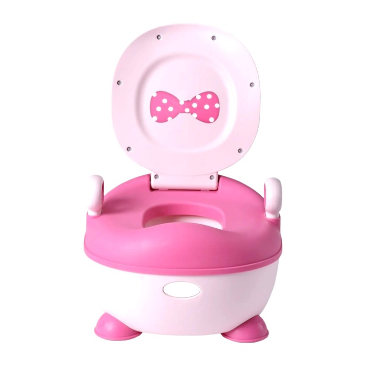 Olita Fete, +1an, Portabila, cu Capac, Non-Toxic, Compartiment Detasabil, Manere, cu 4 Picioare, 46 x 33 x 32 cm, Roz