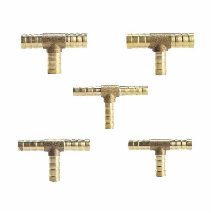 5 darabos üzemanyag csatlakozó készlet, sárgaréz, 12mm, T-alakú alakú