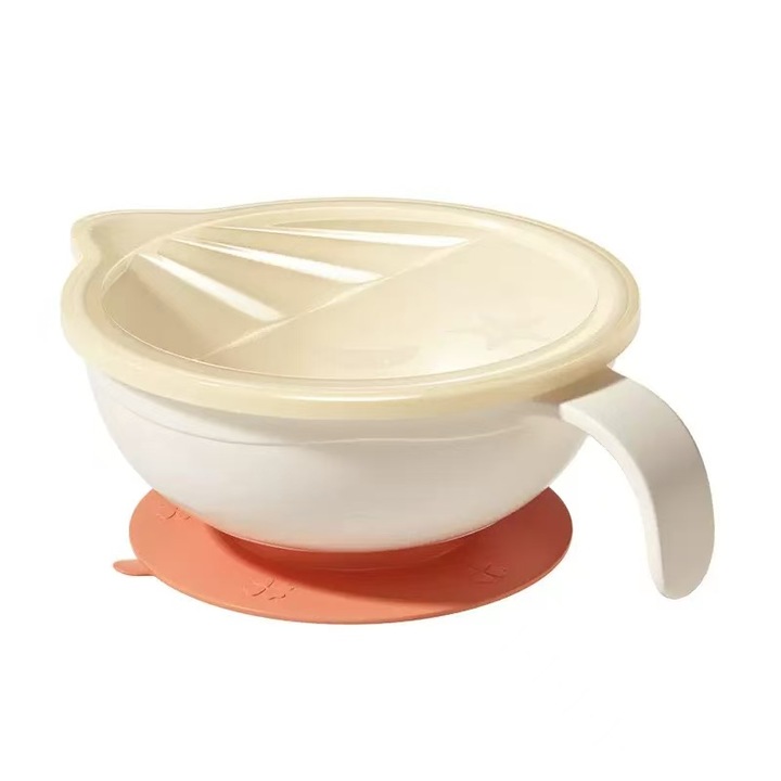 Tapadókorongos tálka gyerekeknek, szilikon/polipropilén, 400ml, fehér
