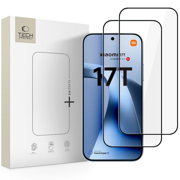 Tech-Protect Glass Fit Plus üvegfólia szett (2 db) Xiaomi 17T kompatibilis, Fekete