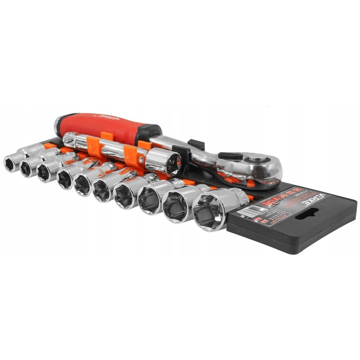 Dugókulcs készlet 1/2", CR-V 72T racsnival és hosszabbítóval, 12 részes, Verke