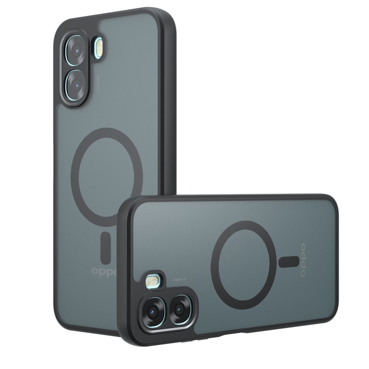Премиум калъф за Oppo A6x 4G, 5G / A6k 4G CareFree Defender, с MagFit, тънък дизайн и пълна защита, Never-Yellow, против отпечатъци - матово черен