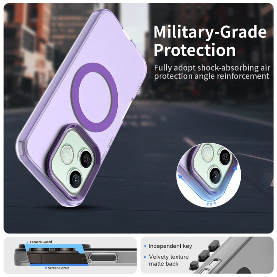 Husa pentru Honor 600 / 600 Pro, MagSafe, Antisoc, Margini ridicate, Mat, set cu sticker, CandyCase, Mov
