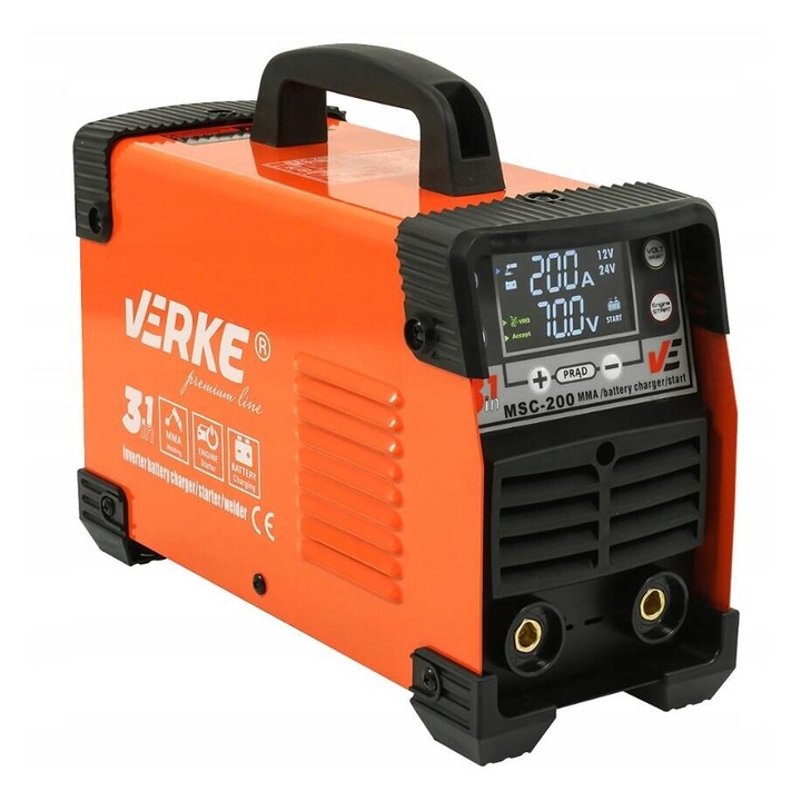 Hegesztőgép, MMA, 200 amper, inverter töltő funkcióval és indító robottal, Verke