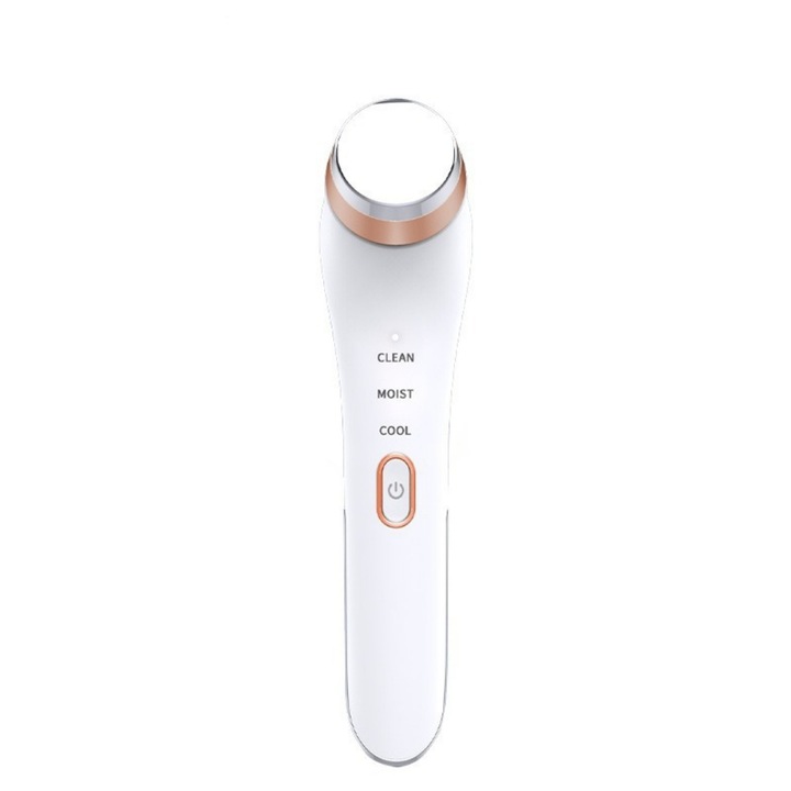 Aparat de masaj pentru ochi, cu functie de compresa calda si rece, pentru aplicarea serului, design ergonomic, 800 mAh, 3, 5 W, alb