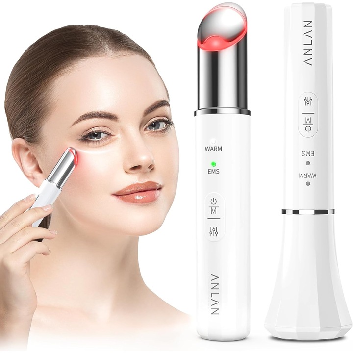 Aparat masaj facial ANLAN cu 3 moduri si incalzire 45°C, terapie LED, vibratii 7000/min, anti-rid, lifting, reincarcabil