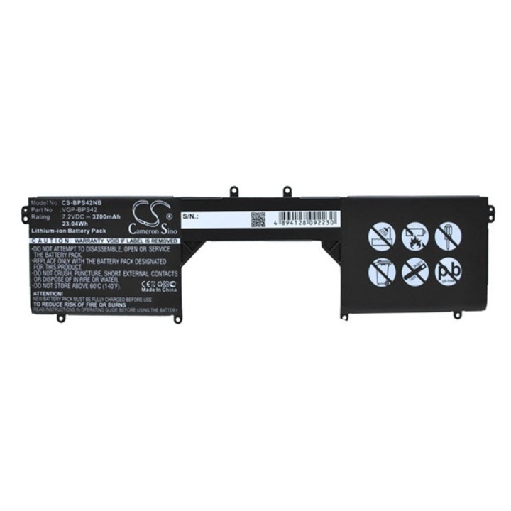 Cameron sino li-ion akkumulátor, 7.2v, 3200mAh, kompatibilis sony vgp-bps42 -vel