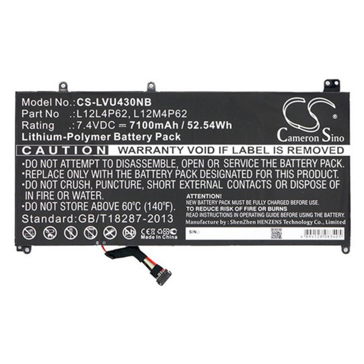 Cameron sino li-polymer akkumulátor, 7.4v, 7100mAh, kompatibilis lenovo l12l4p62 -vel