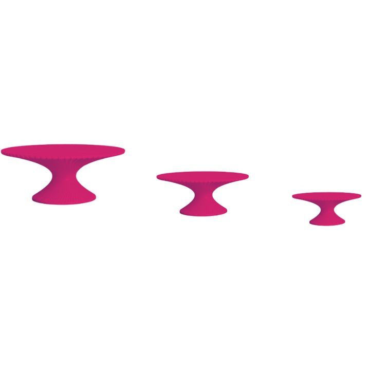 3 db prémium süteménytartó szett, tortaállvány típusú, modern spirális design, 170 x 67 mm, 200 x 79, 230 x 91 mm - rózsaszín