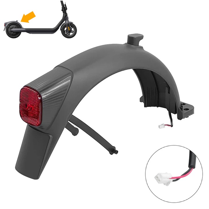 Aripa spate originala cu lampa si suport pentru trotineta electrica Segway Ninebot E2 Pro, Gri