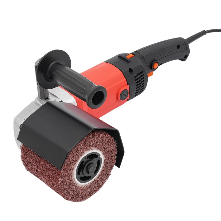 Fém szaténcsiszoló gép, Kefézőgép, 2200 W, 6 fokozat 600–3000 ford./perc, 12×10 cm-es henger, 220 V EU csatlakozó, Réz kefés motor, Rozsdamentes acélhoz és márványhoz, Piros