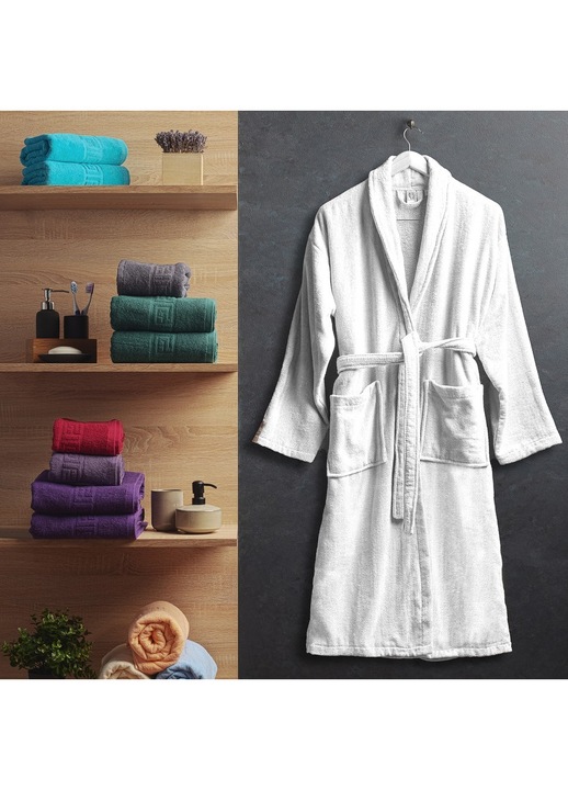 Velúr fürdőköpeny, 100% pamut, XL/XXL méret, Lenjerii Deosebite, Fehér