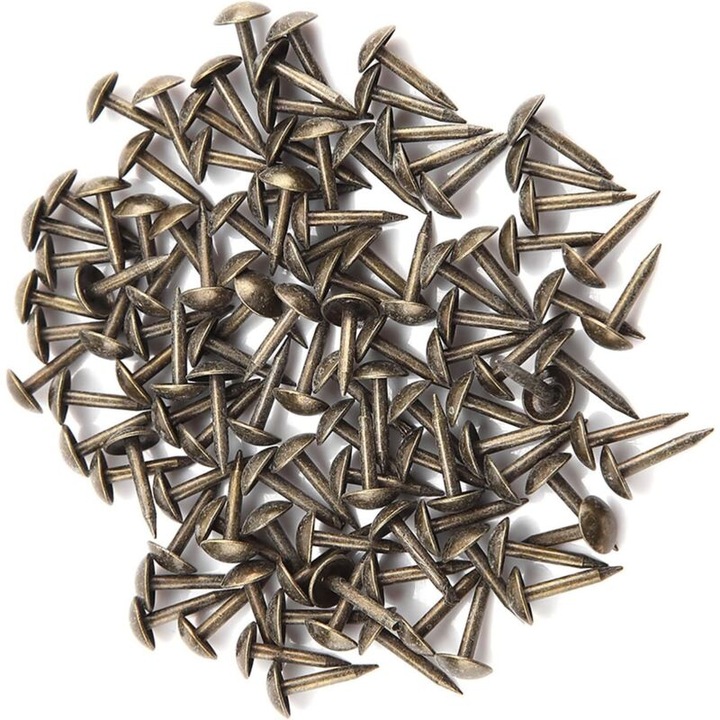 Kárpitos szegek, kerek, retro, antik bronz, 6x12mm, 100 darabos szett