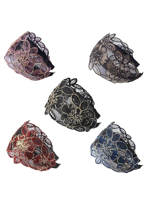 Set 5 bentite dantela, elastic, multicolor, latime lata