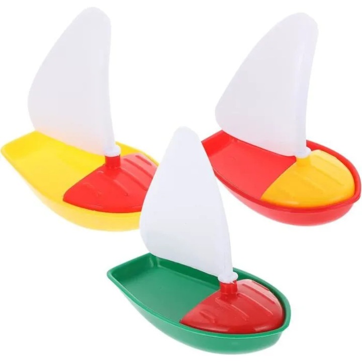 Mini vitorlás fürdőjáték, sárga-fehér-kék, 24 hónap+