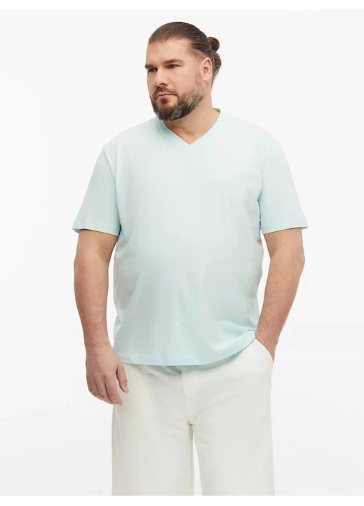 S.Oliver Big Sizes Tricou cu anchior, barbati big sizes, din bumbac, Regular fit, Turcoaz deschis, Turcoaz deschis