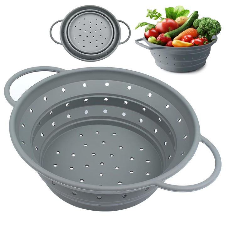 Összecsukható szilikon szűrő 21.5cm szürke multifunkcionális