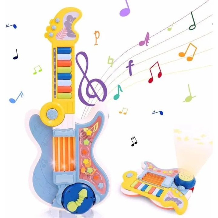 Többfunkciós elektromos gitár zenei játék, zongora, dobok, többszínű