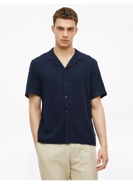 s.Oliver Camasa cu maneca scurta barbati, din bumbac, Resort fit, Bleumarin inchis