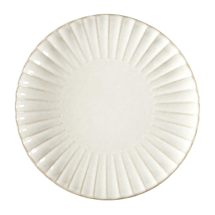 Mélytányér, HowHomely, Eden, Kiváló Minőségű Porcelánból, Enyhén Antikolt Széllel és Finom Csíkozással, Elegáns Design Főételekhez, Mosogatógépben és Mikrohullámú Sütőben Használható, Átmérő 27 cm, Krém