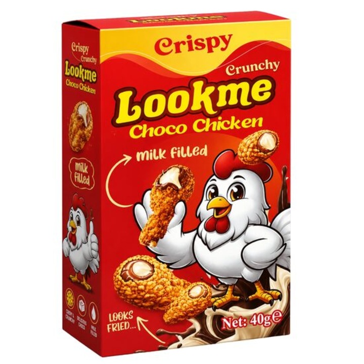 Lookme Choco Chicken Crispy 40g – Snack Crocant cu Crema de Lapte