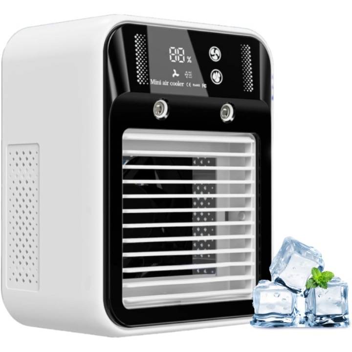 Aer conditionat portabil mini, 2 viteze, 500ml, alb, 20x15x15cm