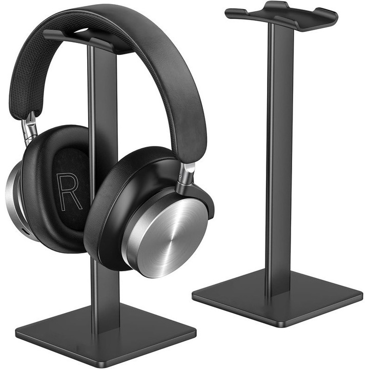 Univerzális fejhallgató tartó, fekete alumínium, 22cm
