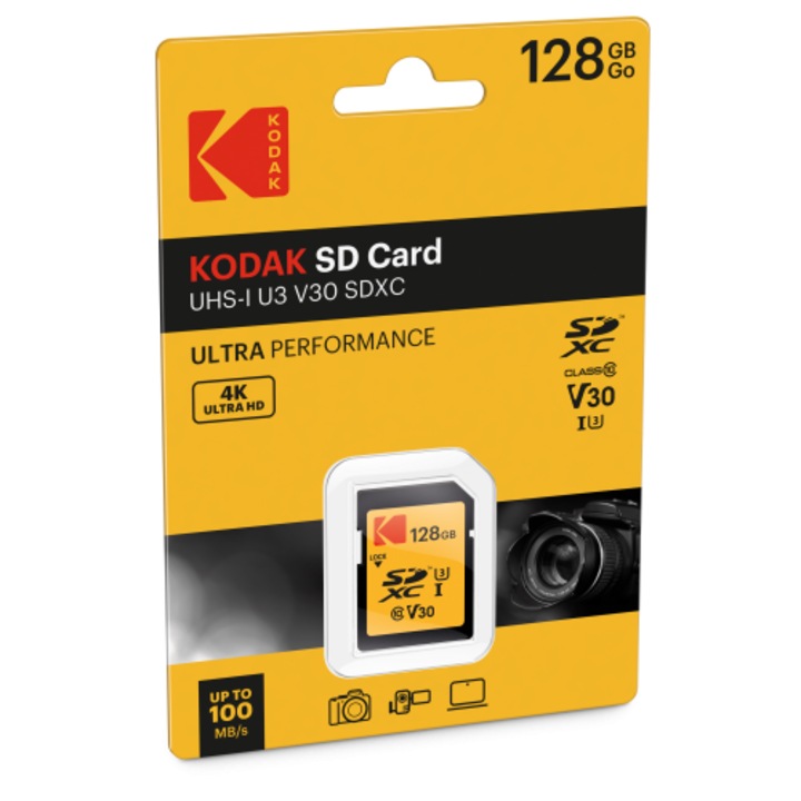 Kodak Premium Ultra Performance SDXC memóriakártya 128 GB, UHS-I U3 V30, Class 10