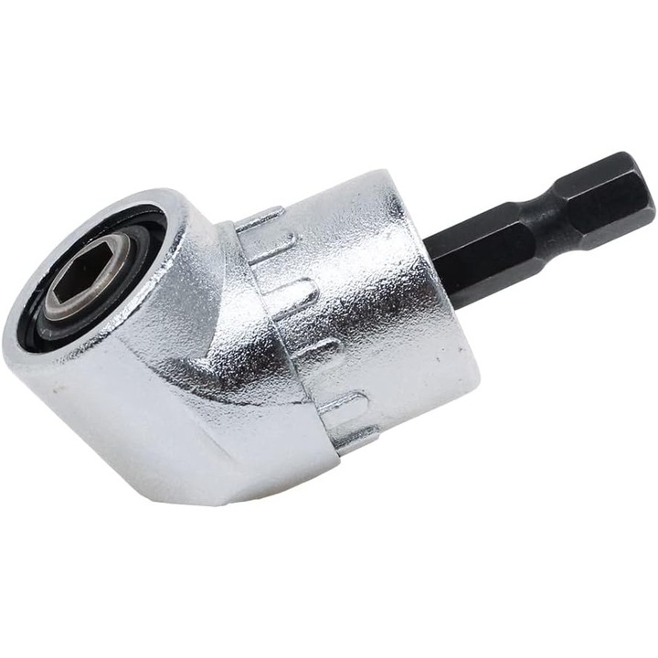 Adaptor unghiular pentru bormasina 105°, otel crom-vanadiu, magnetic, 1/4 inch, 360° reglabil, 10 N/m, 400 RPM