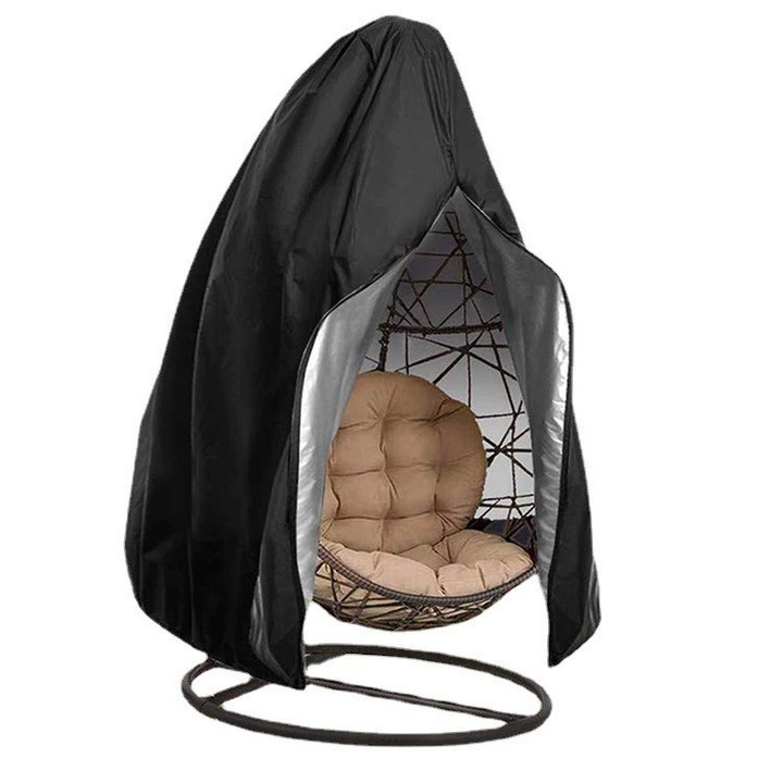 Husa rezistenta pentru scaun balansoar ou, negru, 190x114cm, impermeabila, cu fermoar