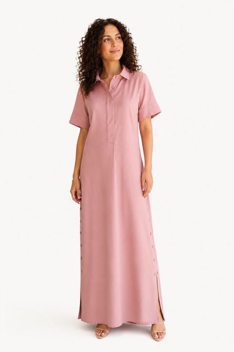 Rochie lunga de vara Giorgal din lyocell cu slituri laterale Charlise