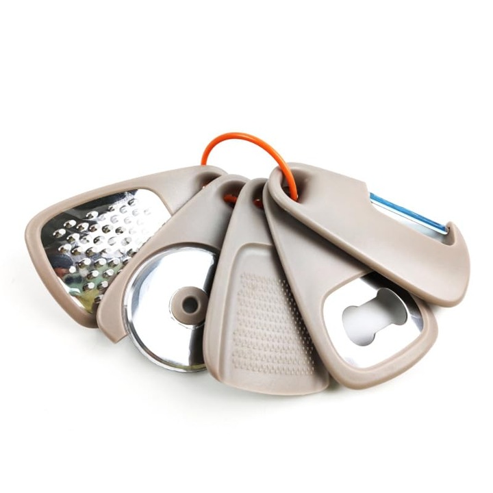 Set ustensile bucatarie 5 piese inox multicolor compact